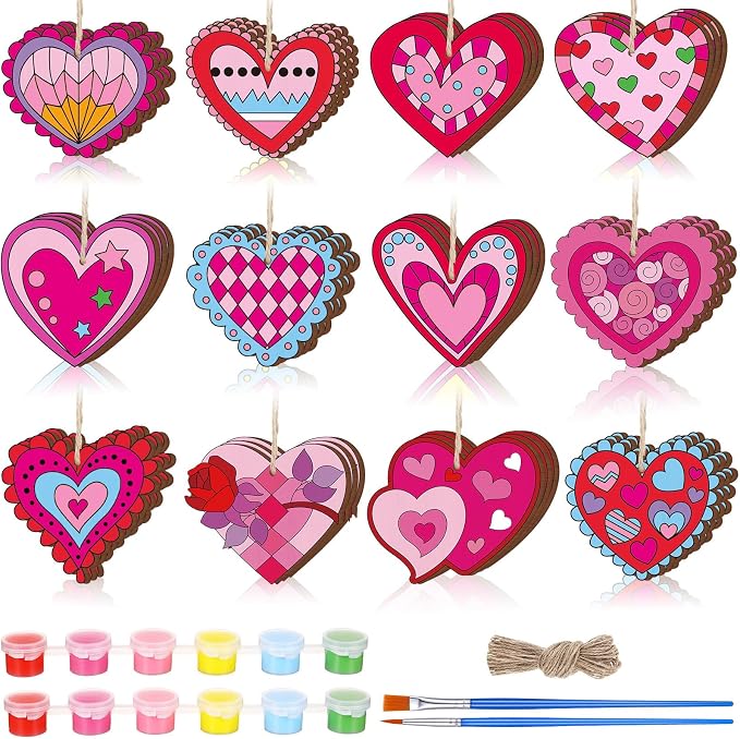 JellyArch 36 Pcs Valentine's Day Crafts, Wooden Heart Cutouts, Unfinished DIY by JellyArch
