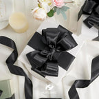 HUIHUANG Black Satin Wired Ribbon 2-1/2 inch Double-Faced Satin Wire Edge Ribbon - Image 4