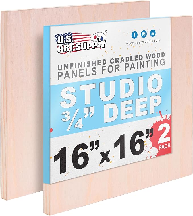 U.S. Art Supply 16" x 16" Unfinished Cradled Wood Panels by USArtSupply