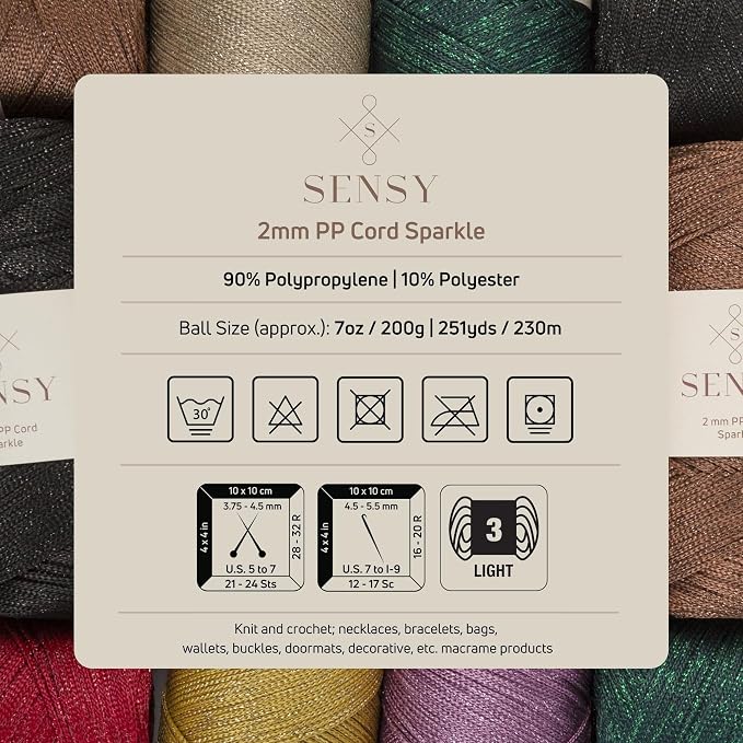 Sensy Premium 2mm 251 Yards Sparkle Polyester Rope 90% Polypropylene 10% - Image 4