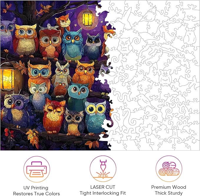 Mocfesk Wooden Puzzles for Adults, Owl Family Puzzles 200 Pieces | Unique - Image 5