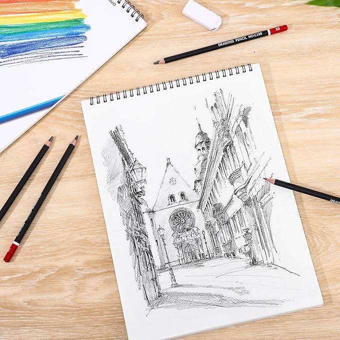 4 Pack Sketch Book, 9 x 12 Inch Sketchbook, 68lb/100gsm Spiral Bound Sketch Pad - Image 5
