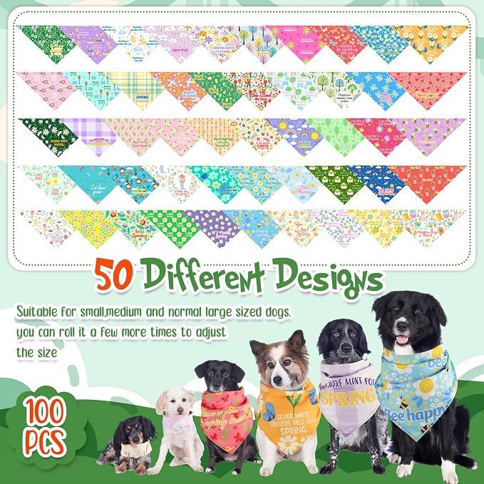 Sweetude 100 Pcs Plaid Dog Bandanas Bulk Paw Print Dog Scarf Bibs Puppy Pet - Image 4