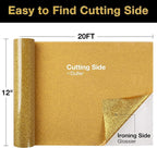 TORC Gold Glitter HTV Heat Transfer Vinyl Roll 12 inch x 20 ft Sparkly Iron on - Image 2