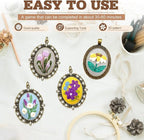 ZOCONE New 4 Packs Embroidery Necklace Kits, Embroidery Pendant Kit Mini Cross - Image 5