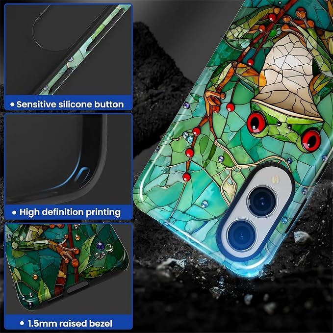 for Samsung Galaxy S25 Edge Case, Frog Stained Glass Pattern Glossy 2 in 1 - Image 4