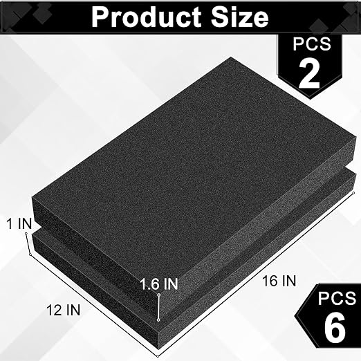 ToLanbbt Polyurethane Foam Sheets, 6P 16 x 12 x 1 in, 2P 16 x 12 x 1.6 in - Image 2