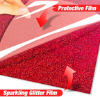 VinylRus Red Glitter HTV Heat Transfer Vinyl Roll-12 x 10ft Red Glitter HTV - Image 3
