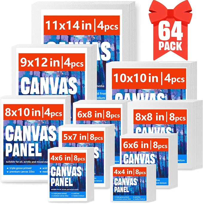Canvas for Painting, 64 Pack Multi-Size Painting Canvas Board Art Supplies for by YONEVALON