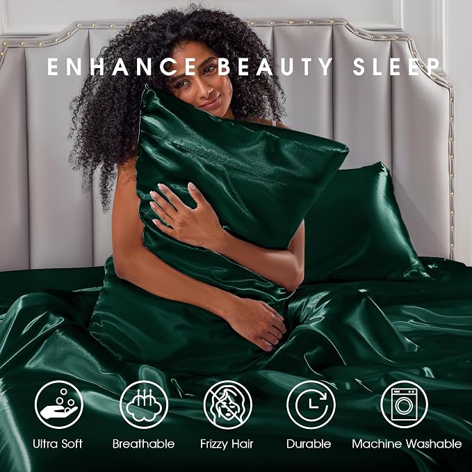 FreshCulture Satin Sheets Twin Size Bed Set - Image 7