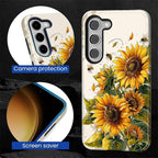for Samsung Galaxy S23 Case, Sunflowers Bees Pattern Glossy 2 in 1 Shockproof - Image 6