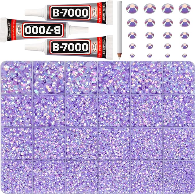 32000Pcs Lavender Rhinestones for Bedazzling, 6mm Flatback Gems Bedazzler Kit by Worthofbest