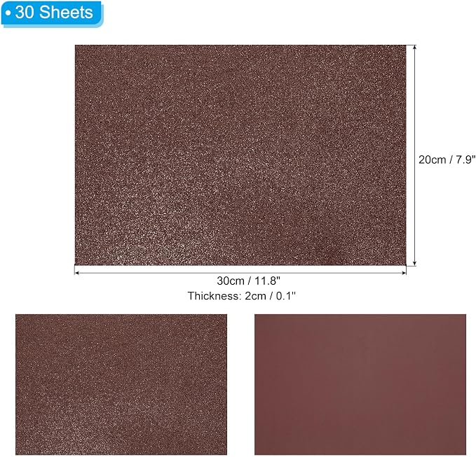 PATIKIL 30Sheets Dark Brown EVA Glitter Foam Sheet 11.8 x 7.9 Inch 2mm Thick - Image 2