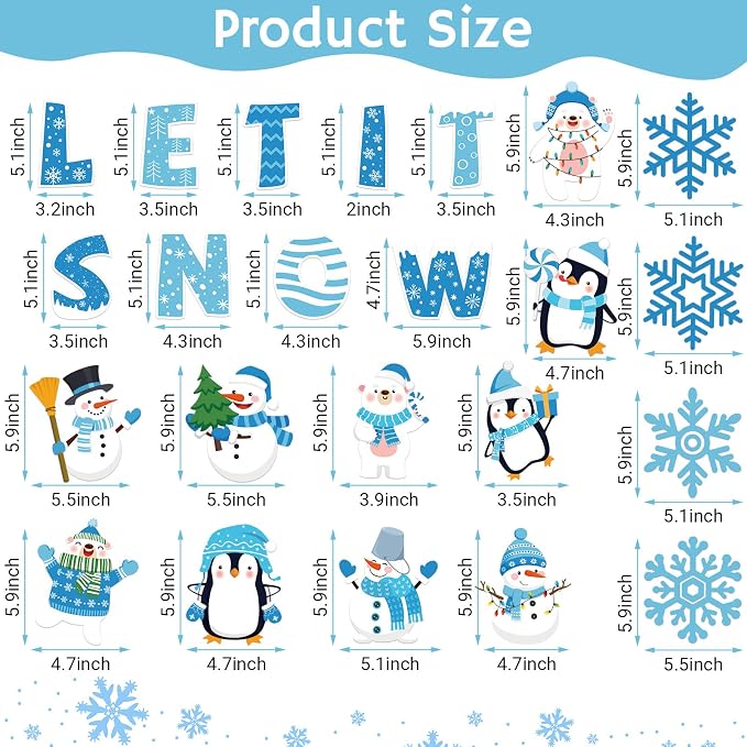 Outus 45 Pcs Winter Cutouts Snowflake Accents Paper Cutouts Name Tags Seasonal - Image 2