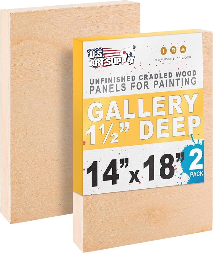 U.S. Art Supply 14" x 18" Unfinished Cradled Wood Panels by USArtSupply