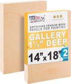 U.S. Art Supply 14" x 18" Unfinished Cradled Wood Panels by USArtSupply