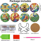 8 PCS Spring Diamond Art Coasters Kits Animals Diamond Painting Coaster | - Image 2