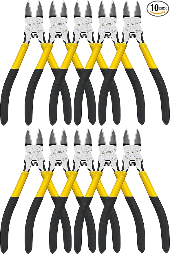 Wire Cutters 10 Pack, 6.5 inch, BOOSDEN Flush Cutters, Spring Loaded Cutting by BOOSDENMakingYourLifeEeasier