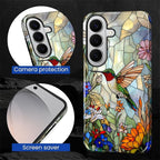 for Samsung Galaxy S26 Case, Hummingbird Wildflower Stained Glass Pattern - Image 6