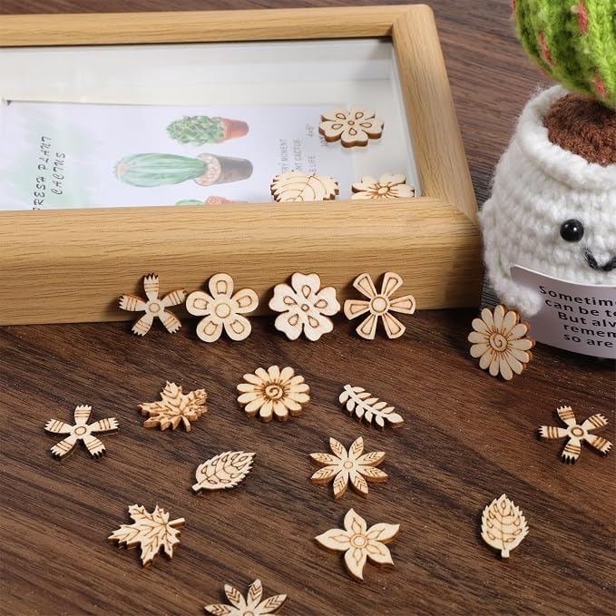 100 Pcs Unfinished Wooden Flower Wood Pieces Wood Flower Cutouts | Wooden - Image 8