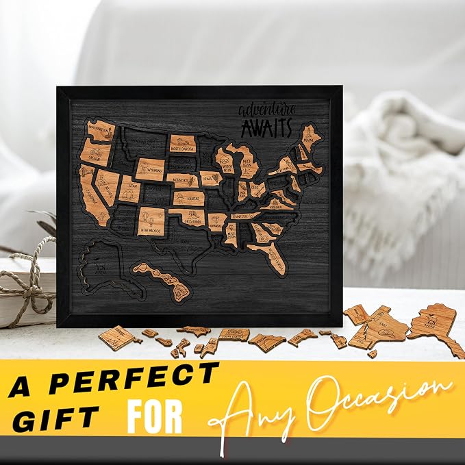 flinelife USA Landmarks Travel Map, Wooden USA Map Puzzle - Image 8