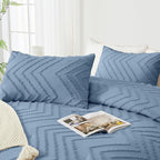 Andency Greyish Blue Comforter Set Queen Size, Boho Soft Warm Tufted Bedding - Image 4