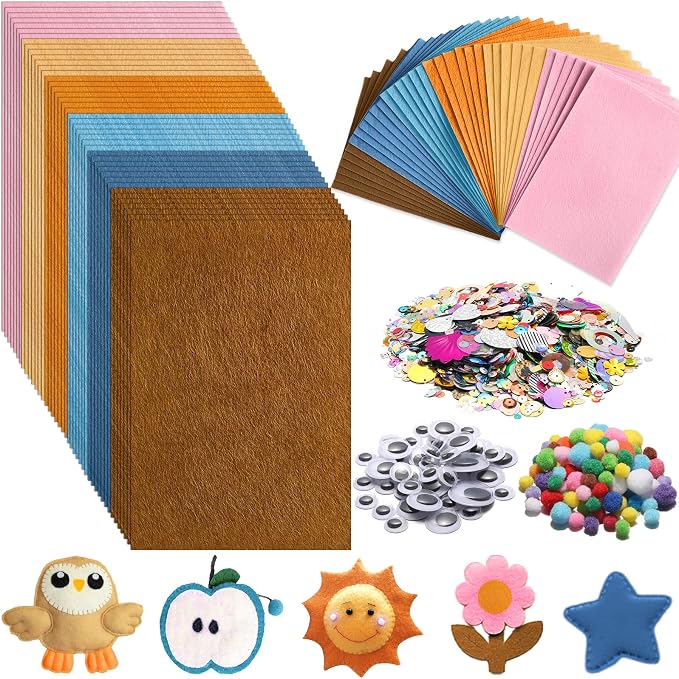 42Pcs Boho Felt Fabric Sheets 8 x 12 Inch Brown Beige Blue Assorted Soft Thick by gisgfim