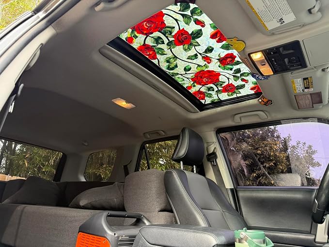 Bloss Rose Stained Glass Windows Film 17x78.7Inch 3D Flower Privacy Window Film - Image 9