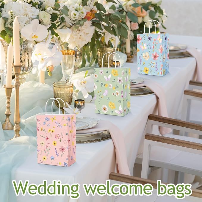 Gaillty 24 Pcs Floral Paper Gift Bags Flower Butterfly Goodie Bags - Image 5