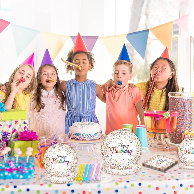 96 Pieces Happy Birthday Plates and Napkins Party Supplies - Image 6