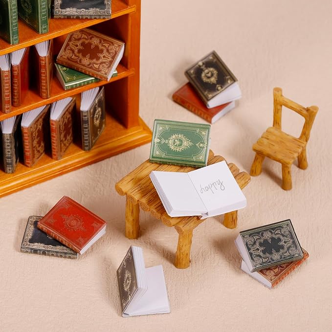 36 Pcs 1:12 Scale Miniatures Dollhouse Book and 1 Wooden Bookcase | 4 Floors - Image 5
