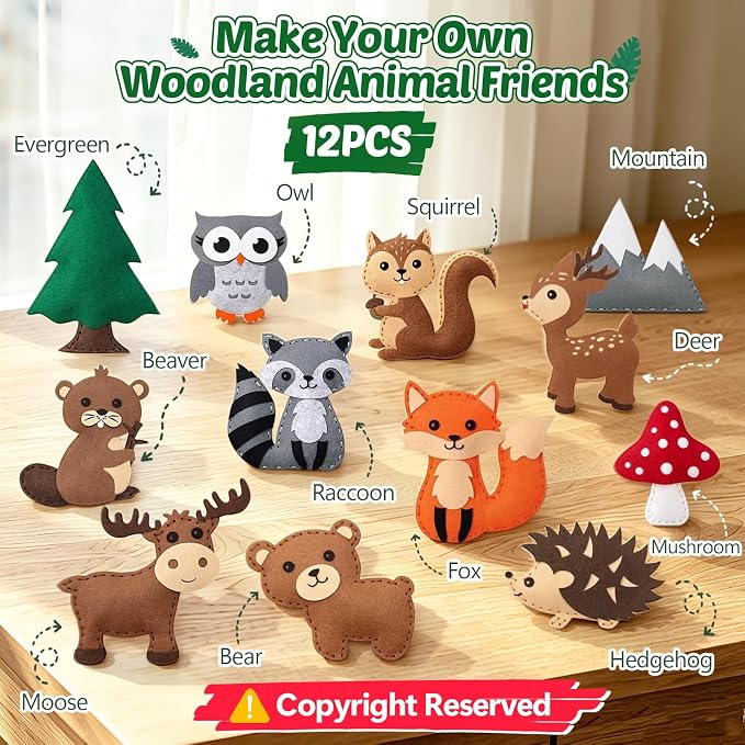 CiyvoLyeen Woodland Animals Craft Kit Kids DIY Crafting and Sewing Set Woodland - Image 2