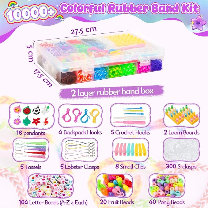 UUEMB 10000+ Rubber Band Bracelet Kit, Colorful Loom Bracelet Making Kit - Image 2