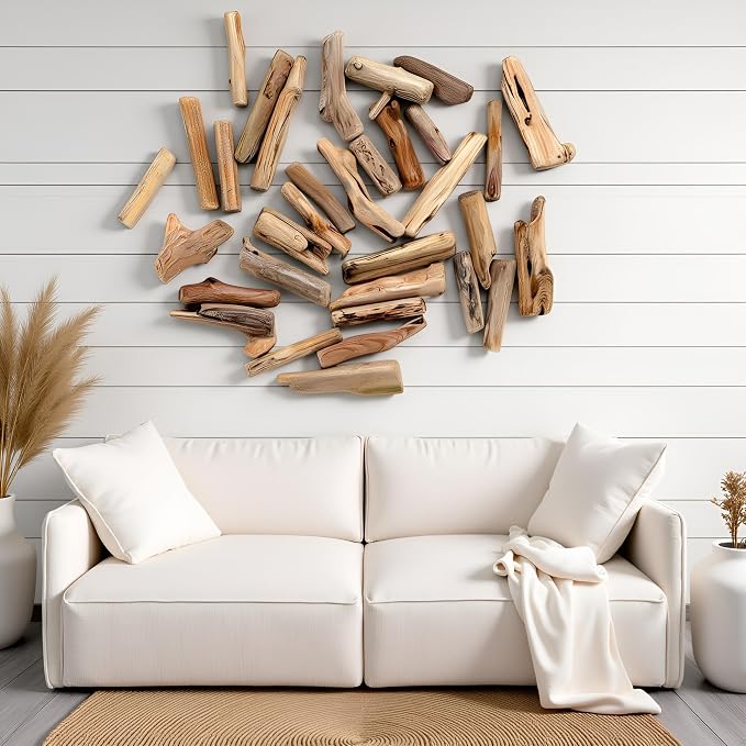 20 Pcs Natural Driftwood Pieces Branch Slices Craft Sticks Beach Decor - Image 4