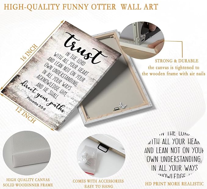 YOXORDQ Proverbs 3:5-6 Bible Verse Wall Art-Canvas Wrapping 12x16in | Trust in - Image 3