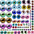 100PCS 30/25/20/16/12/8/6mm Assorted Mixed Size Eyes Glass Cabochon by mjjmbc