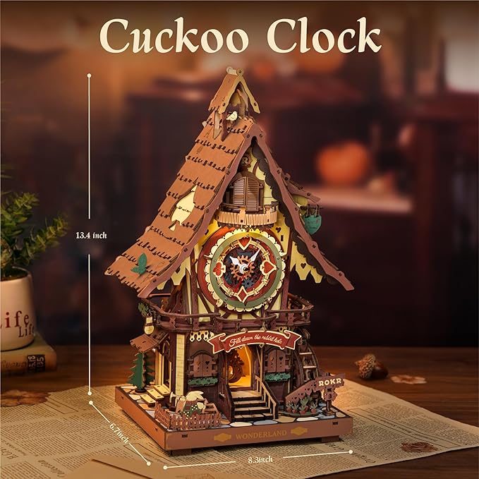 ROKR 3D Wooden Puzzles for Adults, Cuckoo Clock Model Kit, Room Home Decor DIY - Image 6