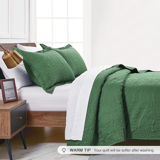 Love's cabin Twin Quilt Set Olive Green Bedspreads - Image 4