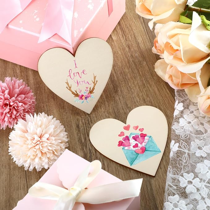Qunclay 20 Pcs Wooden Heart Magnets - Image 5