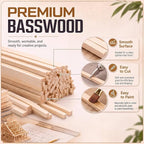 100pcs Basswood Strips 1/8 x 1/8 x 24 Inch Balsa Wood Strips Natural Wood - Image 3