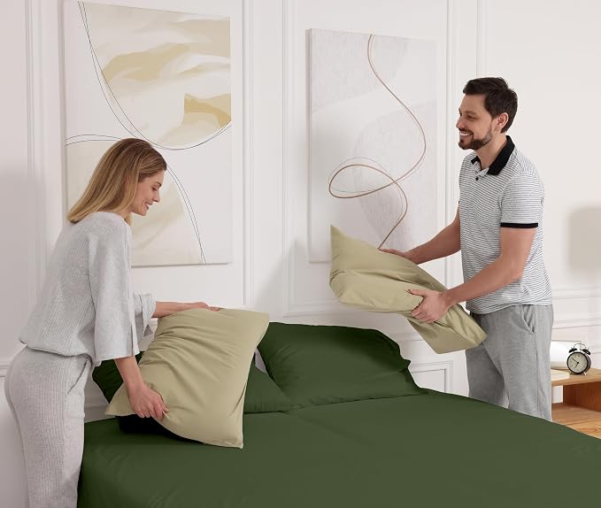 RUVANTI 100% Cotton Sheets – Split King Size Percale Bedding, Cooling & - Image 9