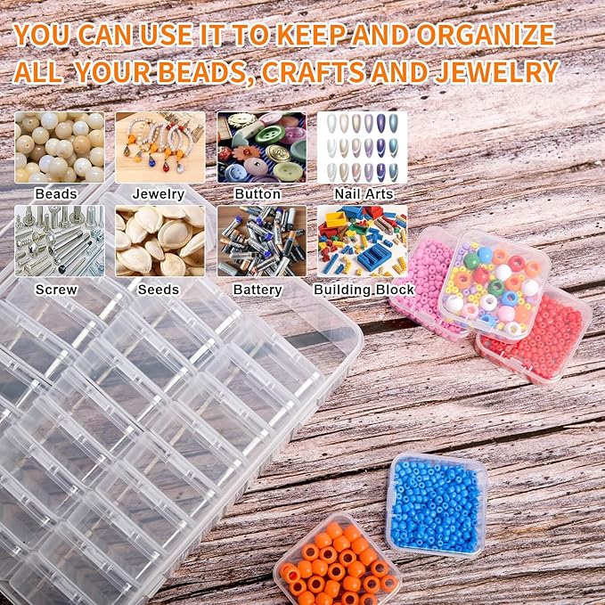 Bead Organizer Box, Craft Storage Box Features Hinged Lid and Labels, Mini Boxes - Image 5