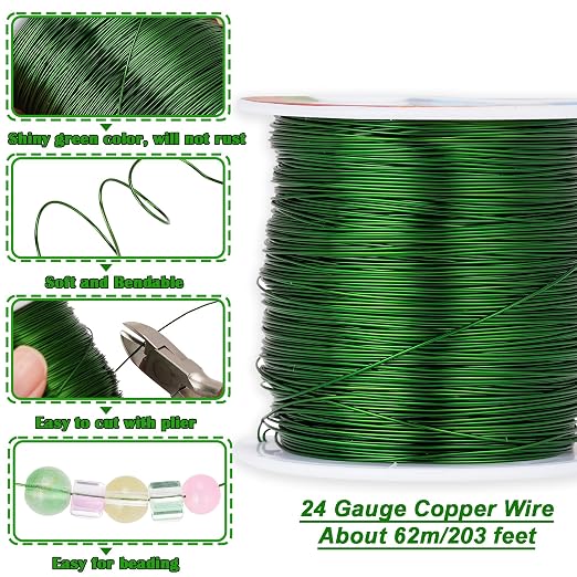203 Feet Tarnish Resistant Copper Wires 24 Gauge/0.5mm Jewelry Craft Wires - Image 2