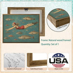 Framed Vintage Swim Wall Art Woman Diving - Image 4