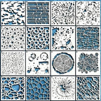 16 Pieces Stencils for Painting, Abstract Texture Mixed Media Art Supplies by Unknown