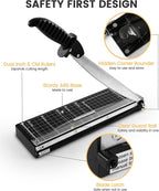 MAKEASY Paper Cutter 12 Inch, 12 Sheet Capacity, Heavy Duty Paper Cutter - Image 5