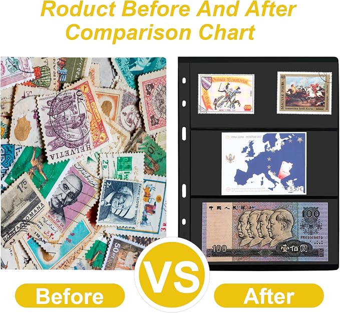MUQING 20 Sheets Stamp pages for Stamp Album Binder, Stamp Collecting Supplies - Image 4