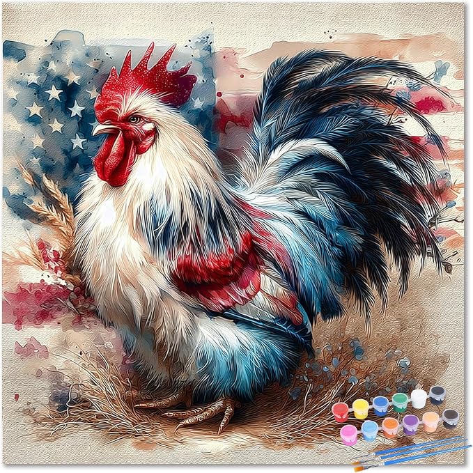 HMZephitiquc Paint by Number American Flag, Chicken Paint by Numbers by Unknown