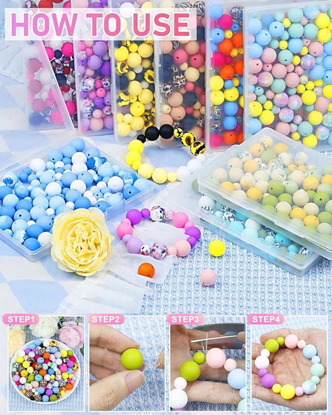 FIVEIZERO 100PCS 9mm & 15mm Silicone Beads, Fade-resistant, Easy-clean - Image 5