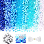 Blue and White Pony Beads, Large Hole Hair Bead - Image 5